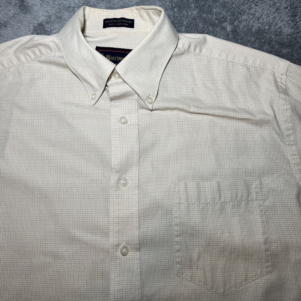 Barrington Mens Shirt Size 15.5 (32/33) Button Up Long Sleeve White Brown Shirt - Picture 2 of 16
